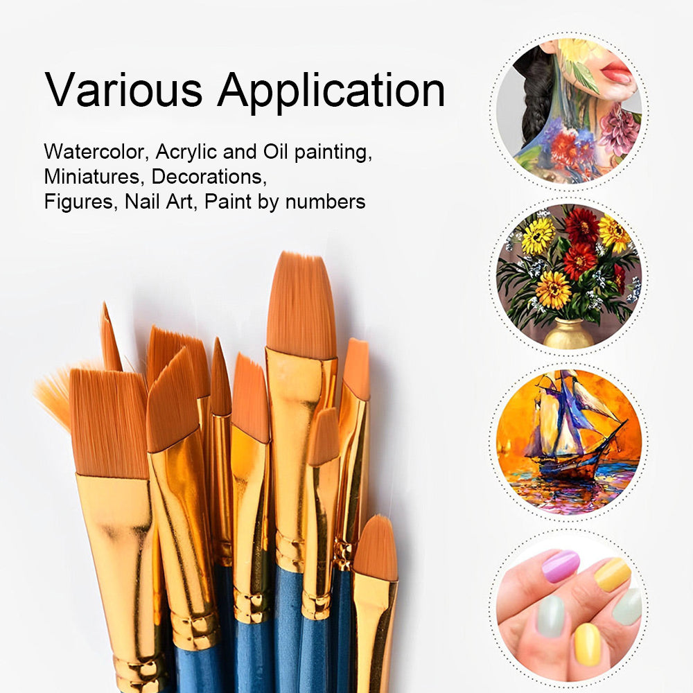 10 Brushes for Acrylic Paint - Different Sizes and Shapes