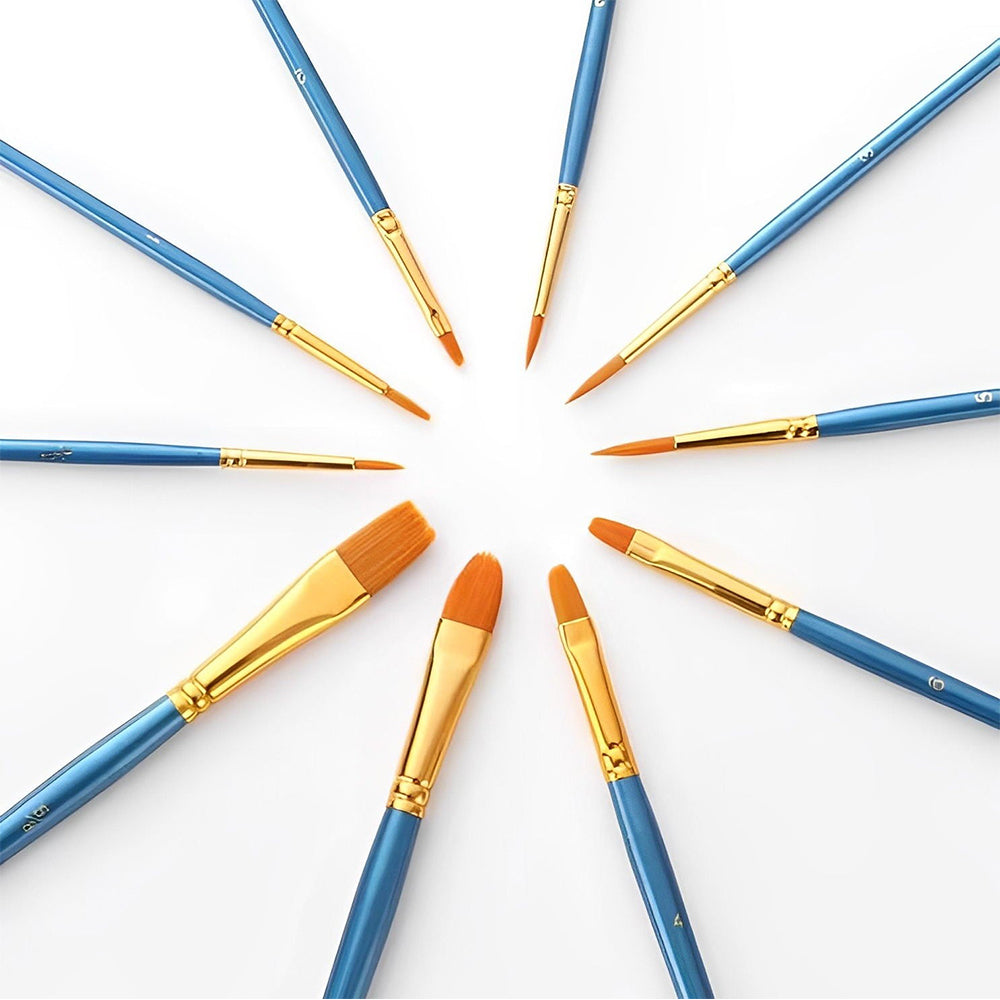 10 Brushes for Acrylic Paint - Different Sizes and Shapes