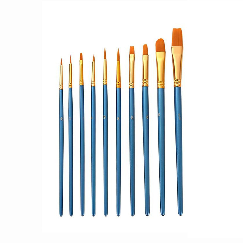 10 Brushes for Acrylic Paint - Different Sizes and Shapes