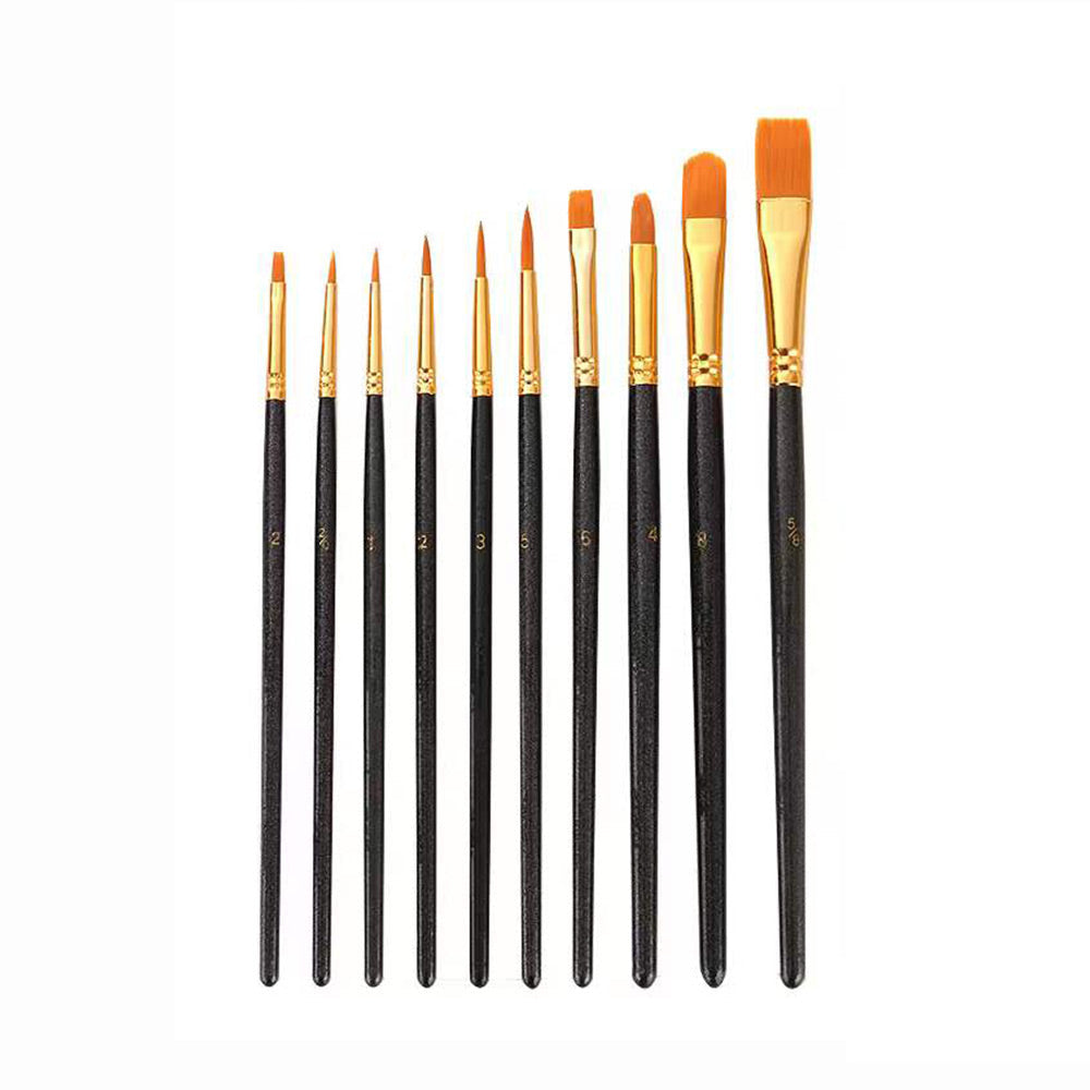 10 Brushes for Acrylic Paint - Different Sizes and Shapes