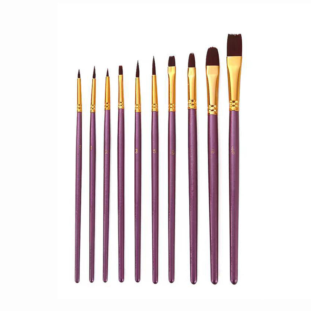 10 Brushes for Acrylic Paint - Different Sizes and Shapes