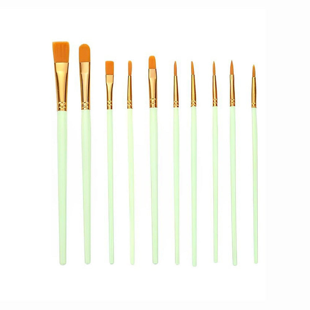 10 Brushes for Acrylic Paint - Different Sizes and Shapes