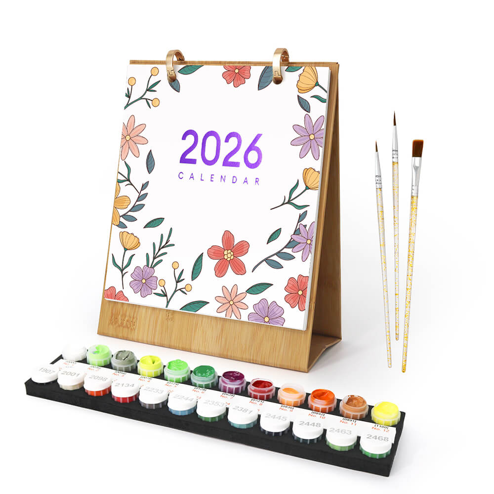 2026 Desk Calendar Paint by Numbers | Beautiful Flowers