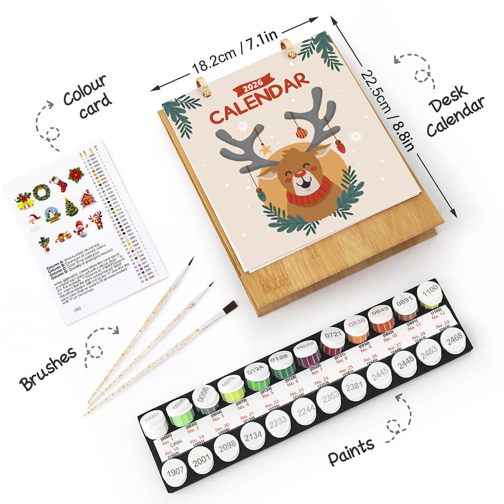 2026 Desk Calendar Paint by Numbers | Christmas Atmosphere