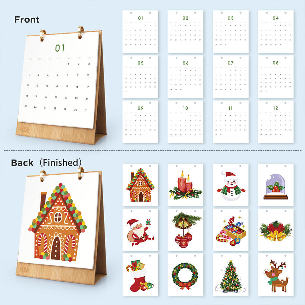 2026 Desk Calendar Paint by Numbers | Christmas Decorations