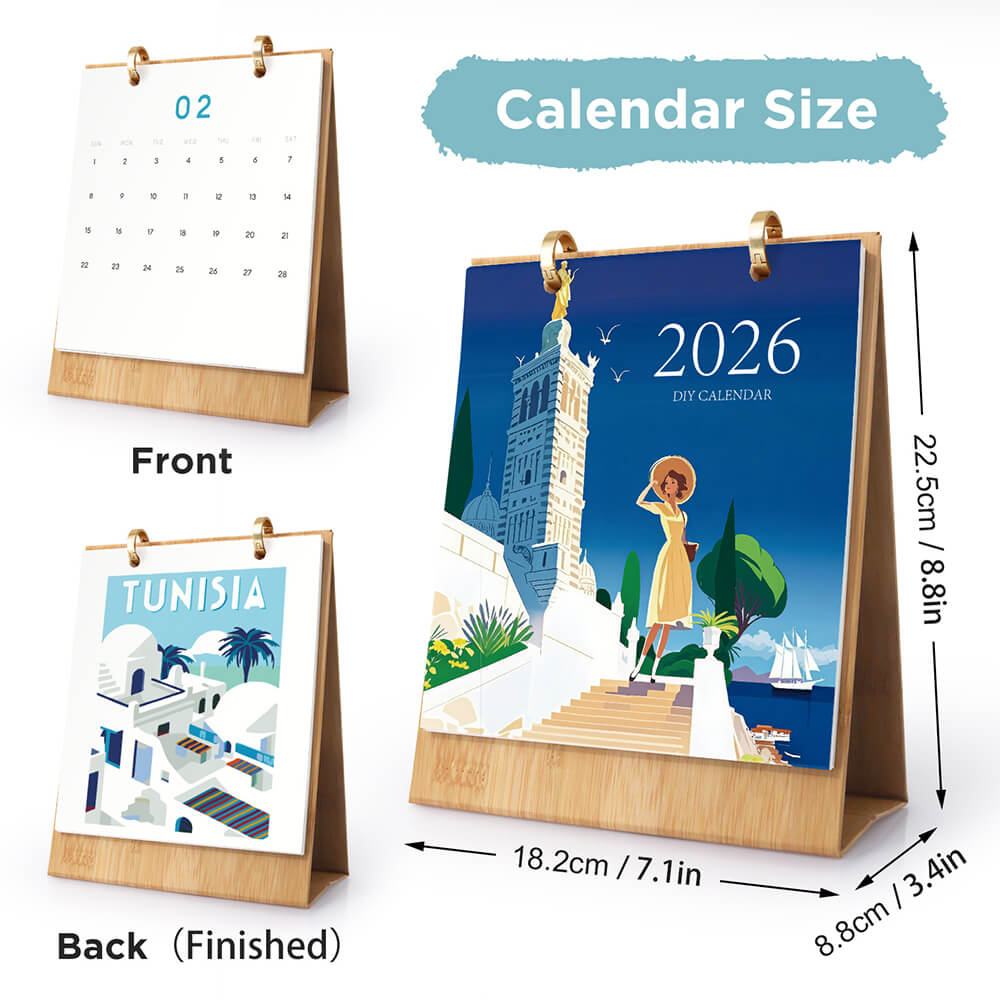 2026 Desk Calendar Paint by Numbers | World Travel