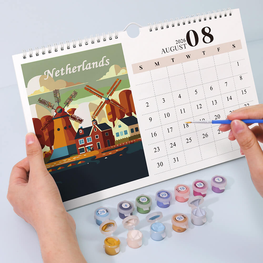 2026 Wall Calendar Paint by Numbers | Famous City Landmarks