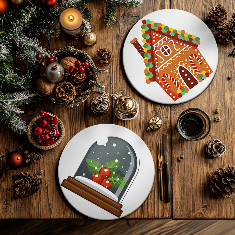4Pcs Cartoon Christmas Castle Placemats Paint by Numbers