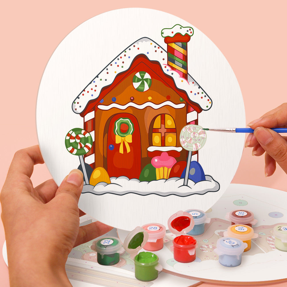 4Pcs Cartoon Christmas Castle Placemats Paint by Numbers