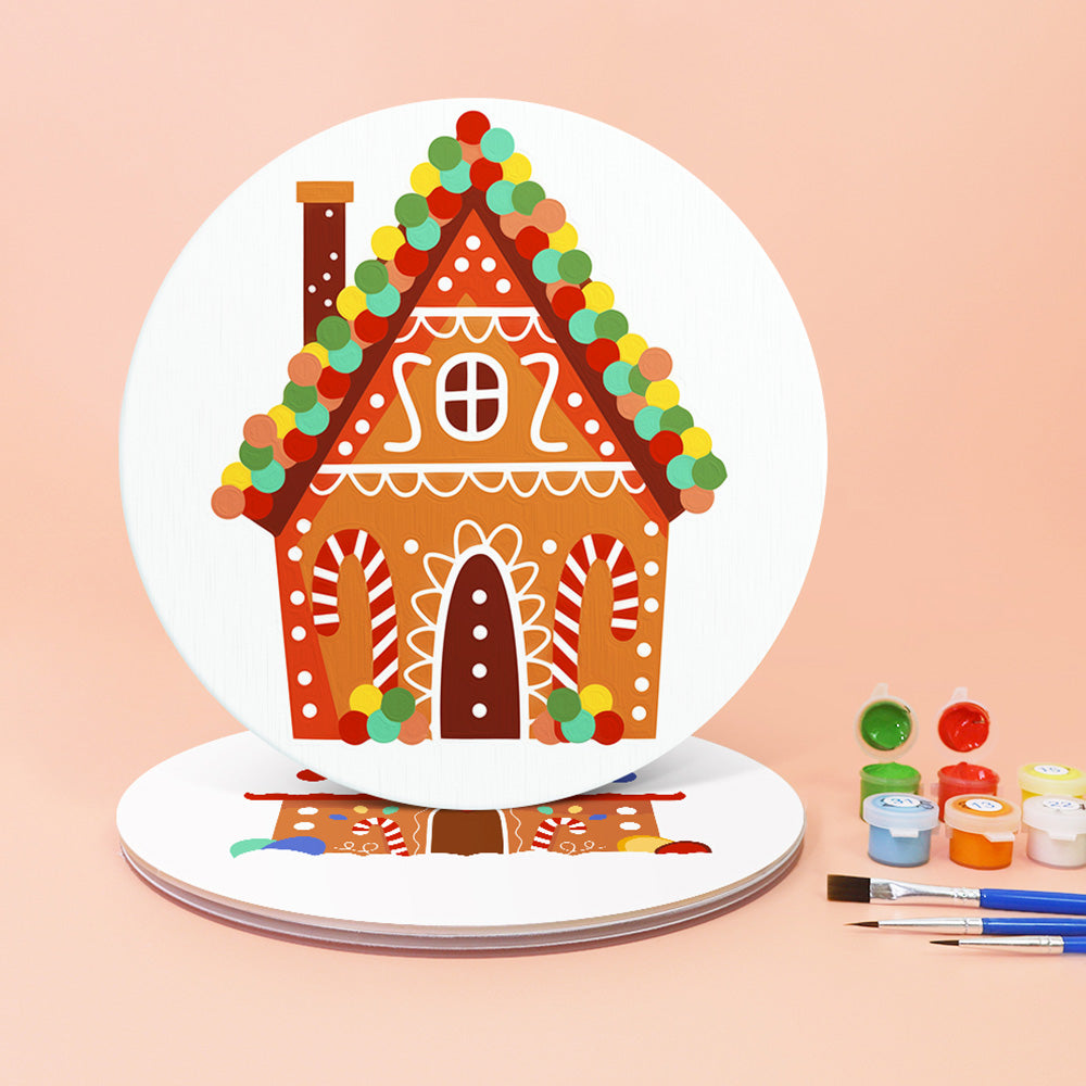 4Pcs Cartoon Christmas Castle Placemats Paint by Numbers