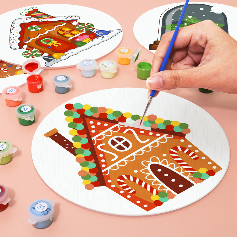 4Pcs Cartoon Christmas Castle Placemats Paint by Numbers