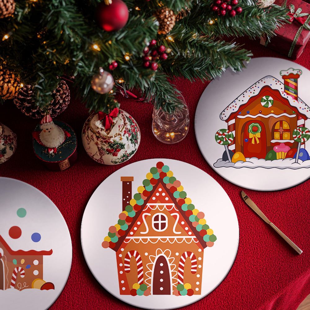 4Pcs Cartoon Christmas Castle Placemats Paint by Numbers