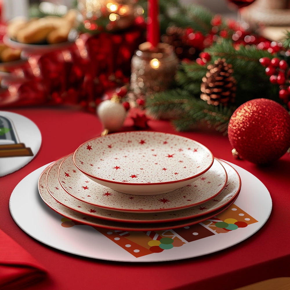 4Pcs Cartoon Christmas Castle Placemats Paint by Numbers