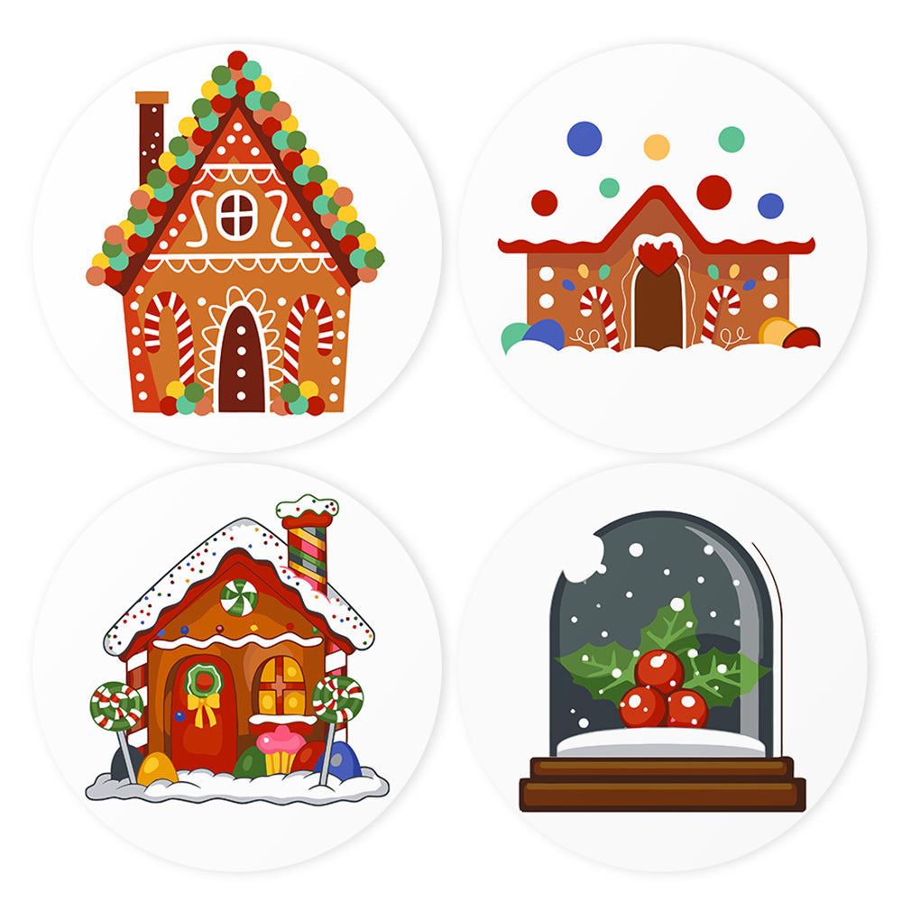 4Pcs Cartoon Christmas Castle Placemats Paint by Numbers