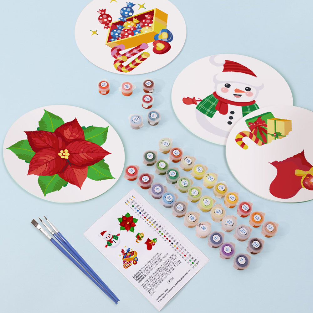 4Pcs Christmas Candy and Gift Placemats Paint by Numbers