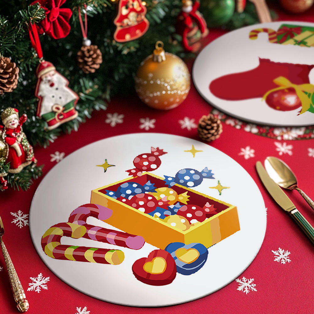 4Pcs Christmas Candy and Gift Placemats Paint by Numbers