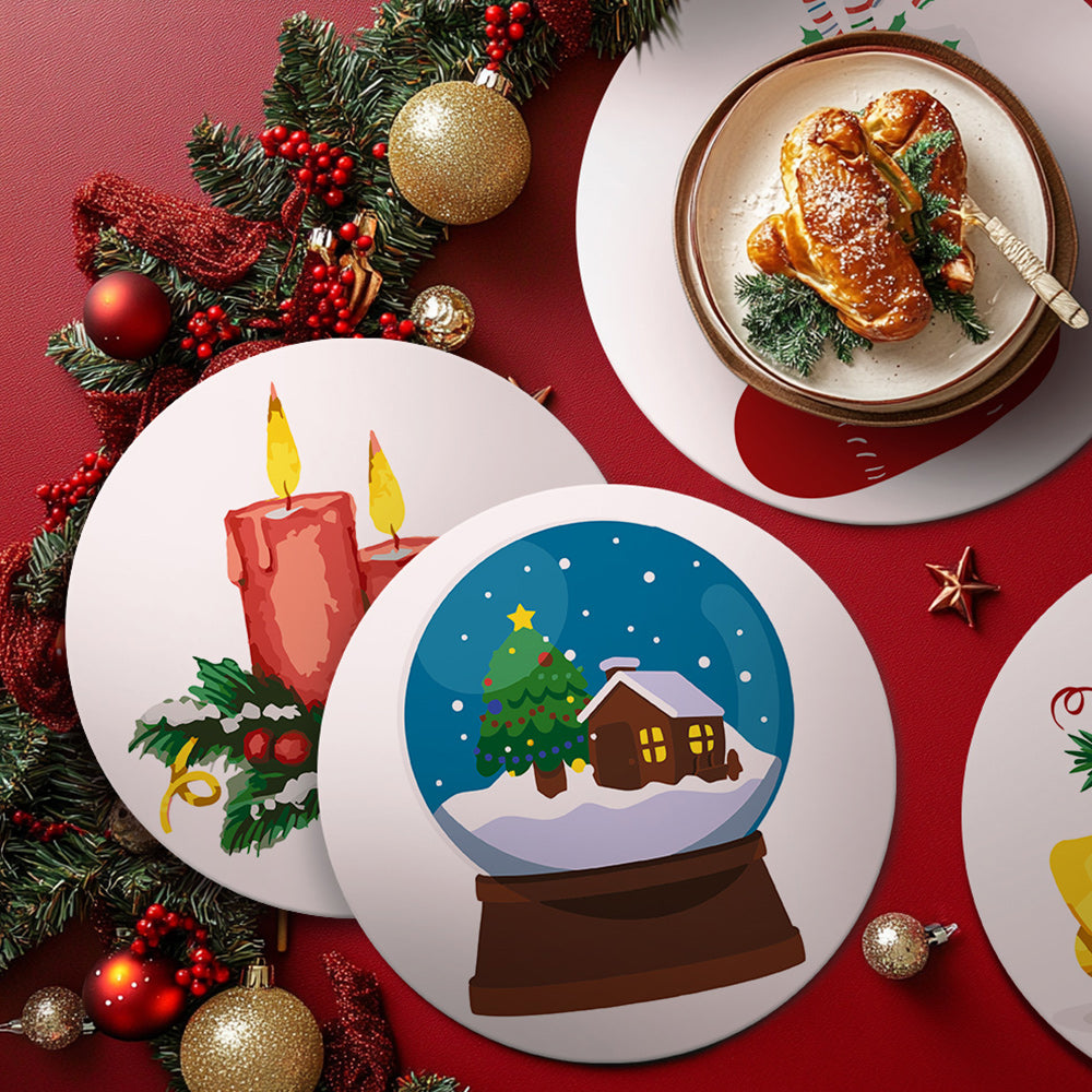4Pcs Christmas Decorations Placemats Paint by Numbers