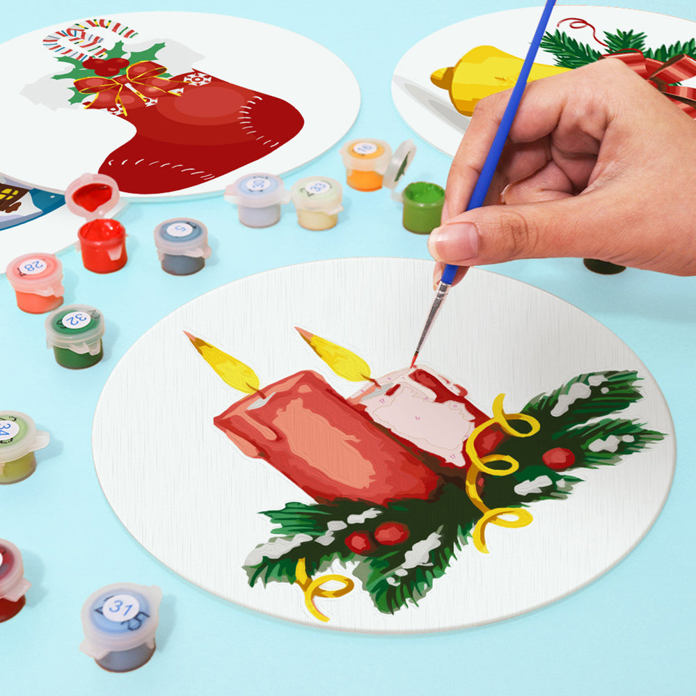 4Pcs Christmas Decorations Placemats Paint by Numbers