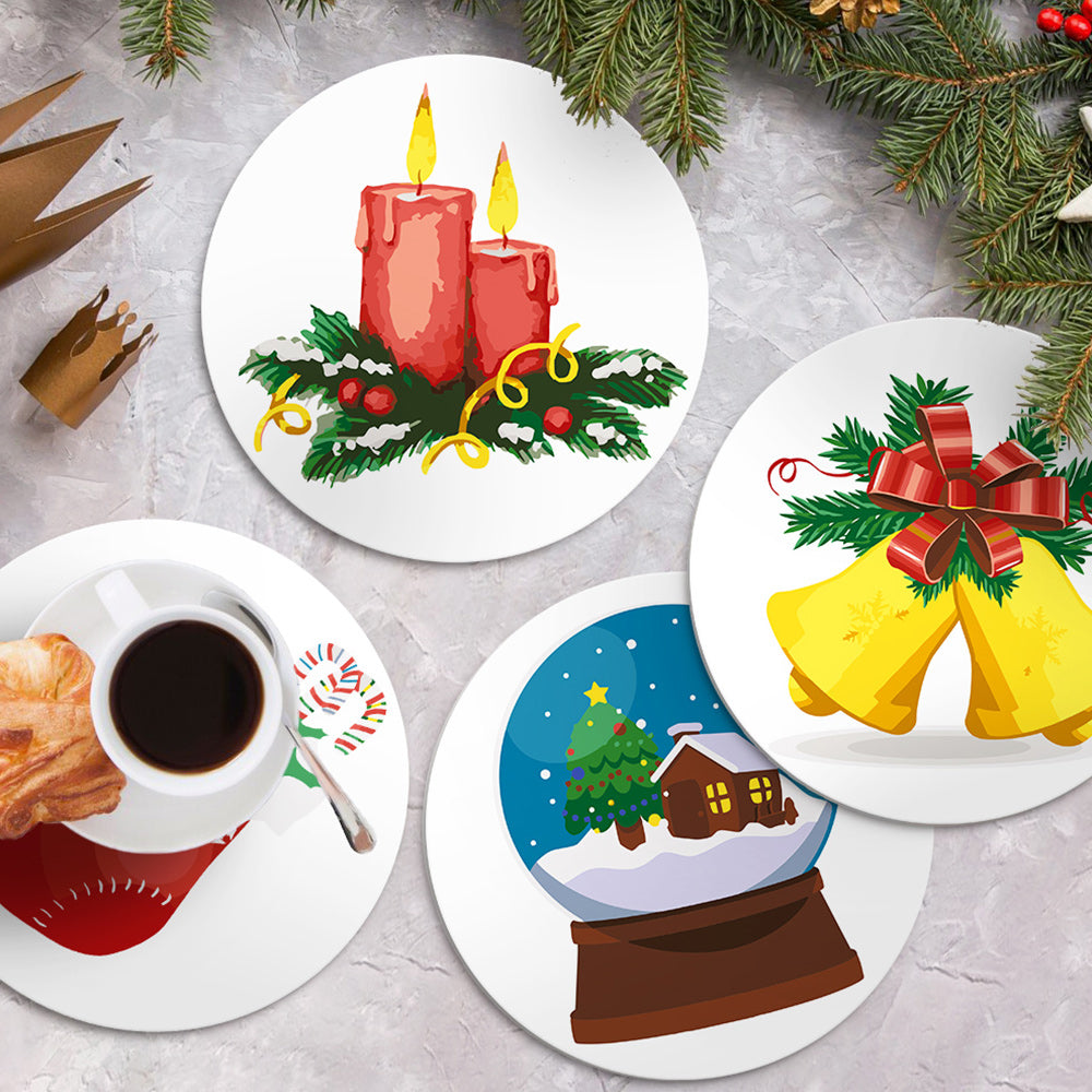 4Pcs Christmas Decorations Placemats Paint by Numbers