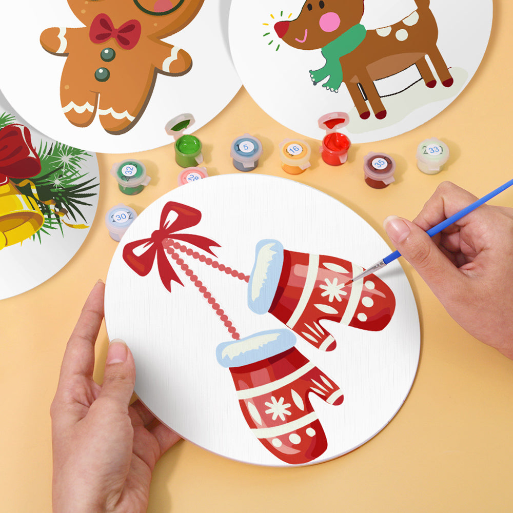 4Pcs Christmas Gloves and Bells Placemats Paint by Numbers