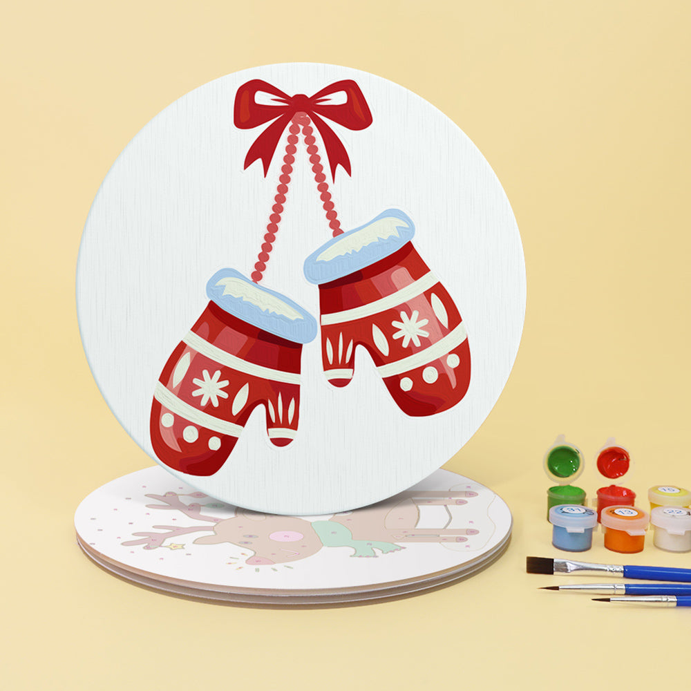 4Pcs Christmas Gloves and Bells Placemats Paint by Numbers