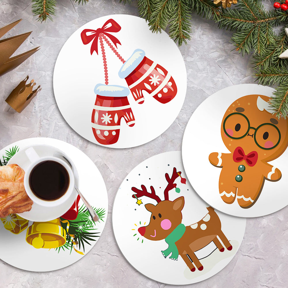 4Pcs Christmas Gloves and Bells Placemats Paint by Numbers