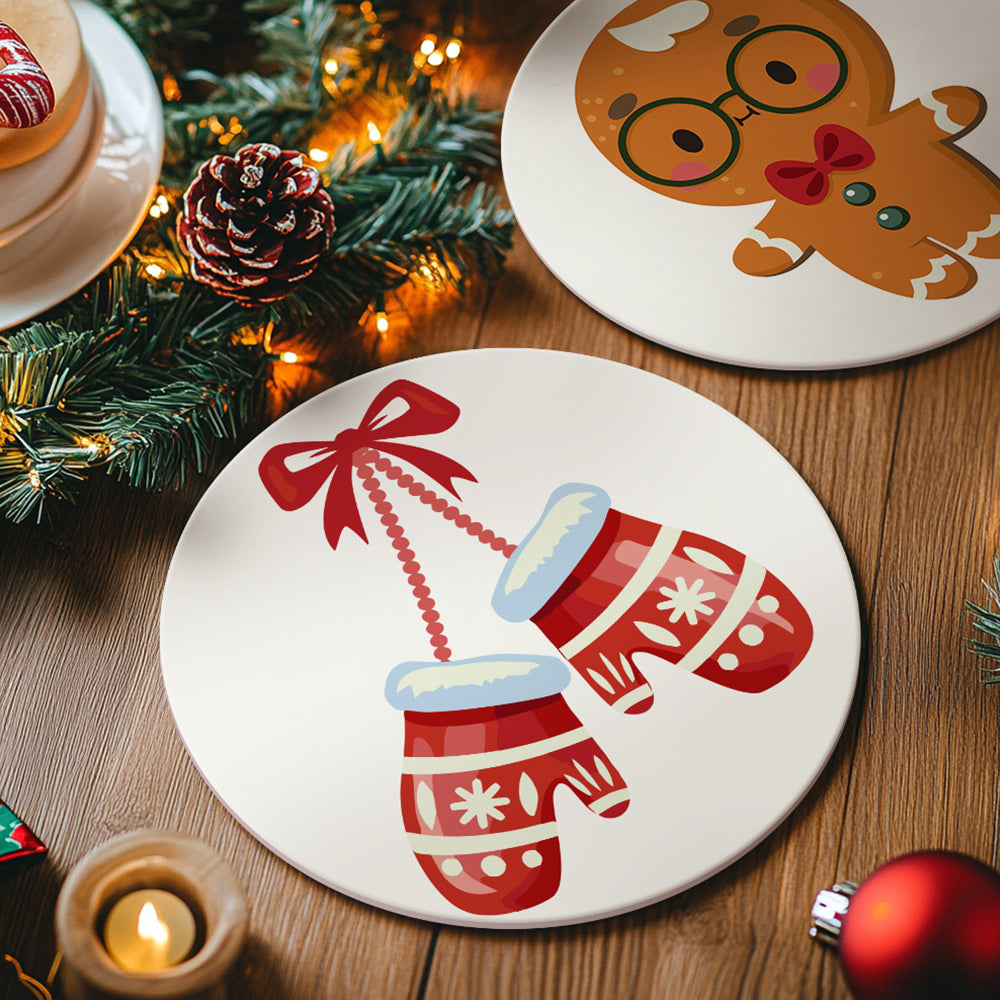 4Pcs Christmas Gloves and Bells Placemats Paint by Numbers