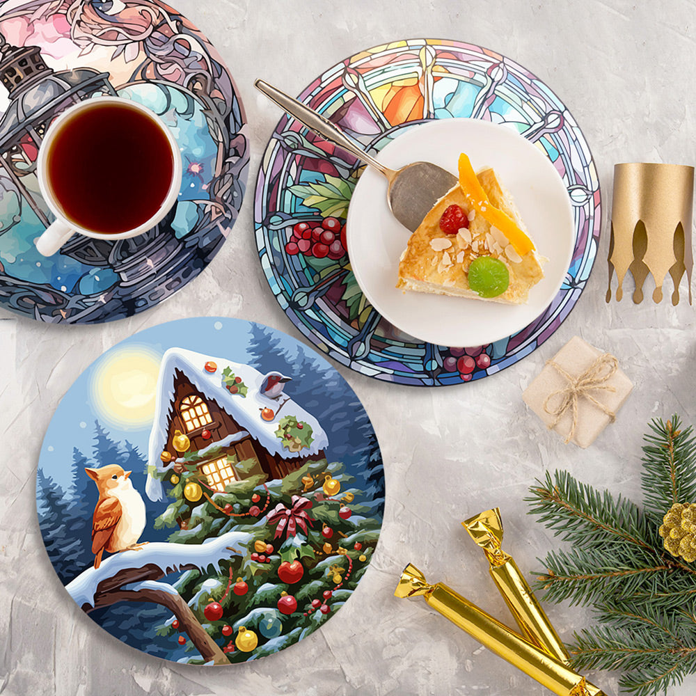 4Pcs Christmas Theme Placemats Paint by Numbers