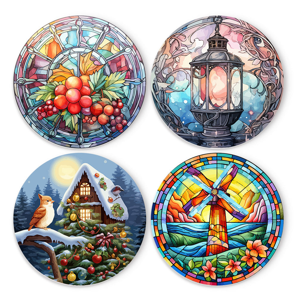 4Pcs Christmas Theme Placemats Paint by Numbers