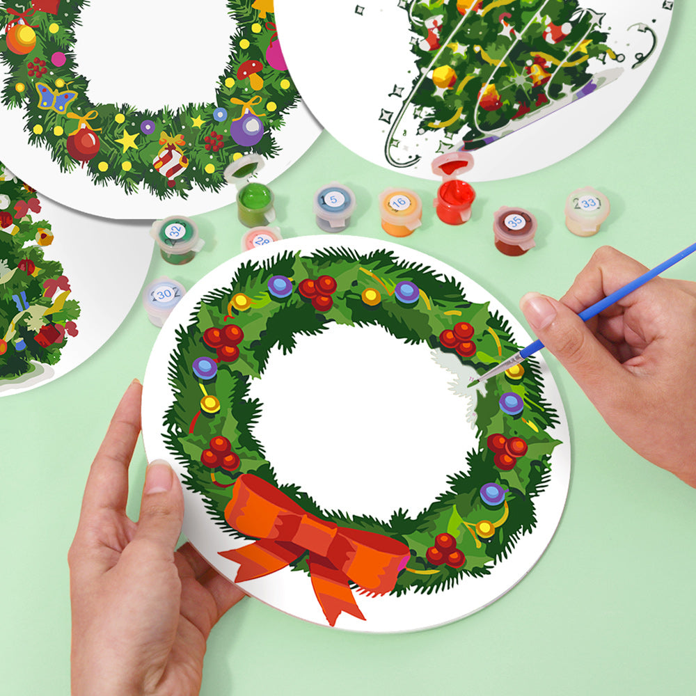 4Pcs Christmas Tree and Garland Placemats Paint by Numbers