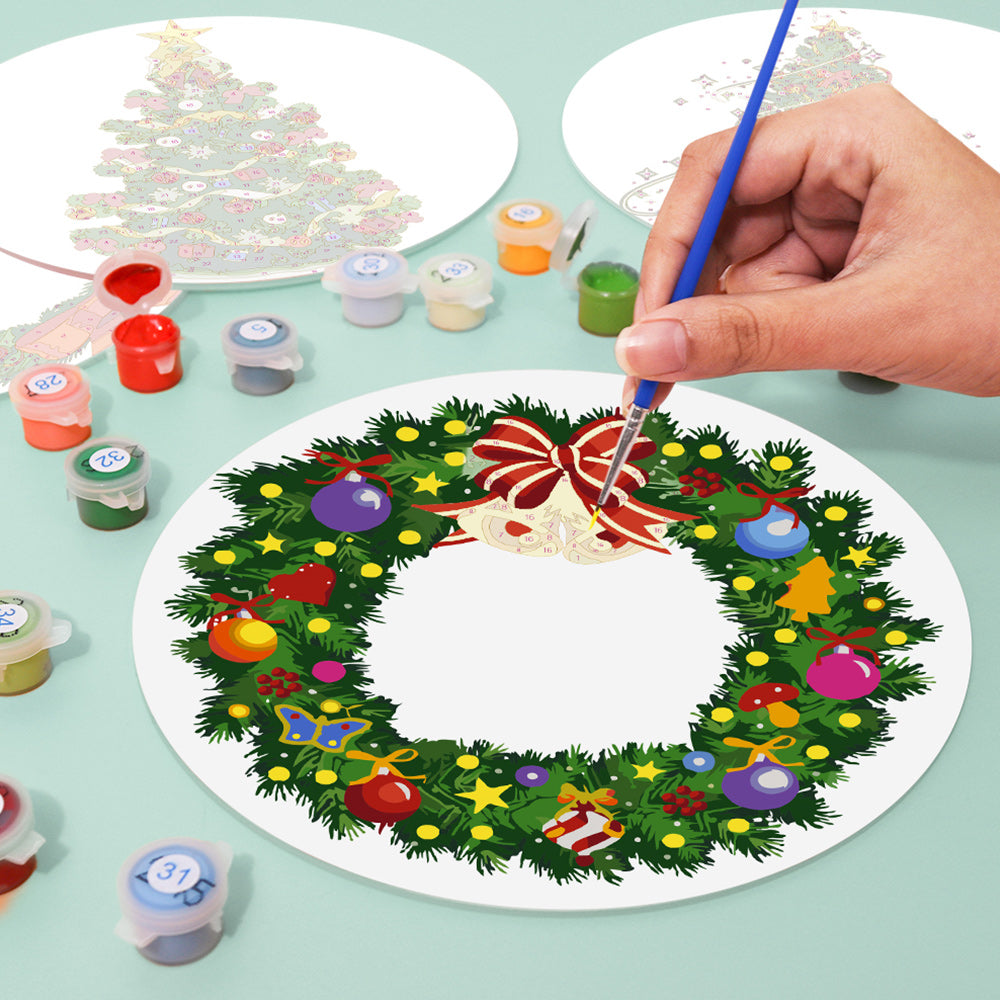4Pcs Christmas Tree and Garland Placemats Paint by Numbers