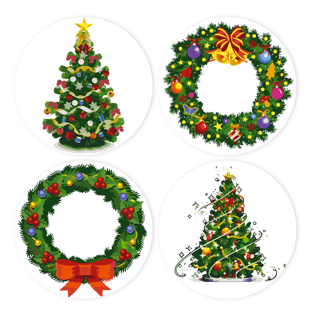 4Pcs Christmas Tree and Garland Placemats Paint by Numbers