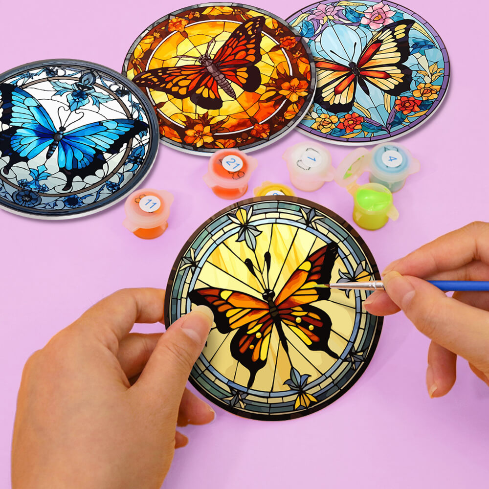 4Pcs Gorgeous Butterfly Coasters Paint by Numbers