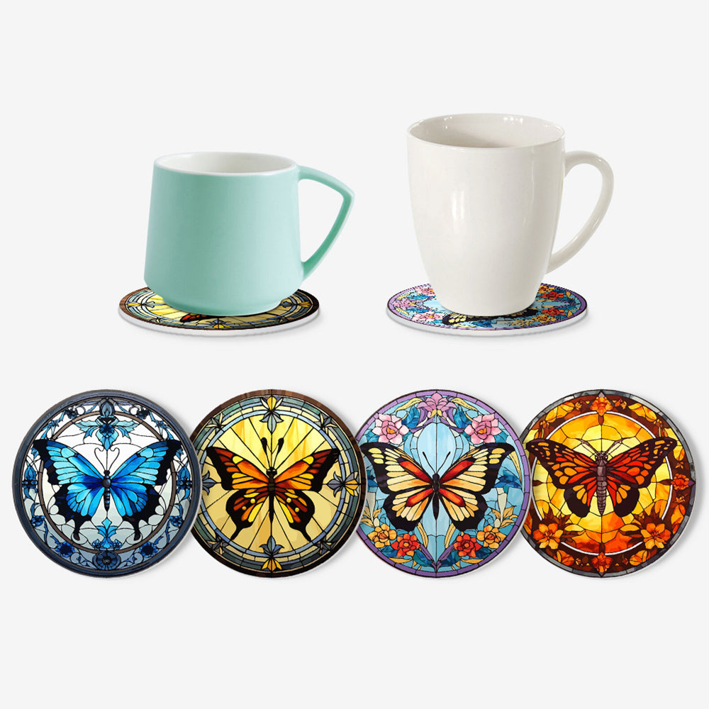 4Pcs Gorgeous Butterfly Coasters Paint by Numbers