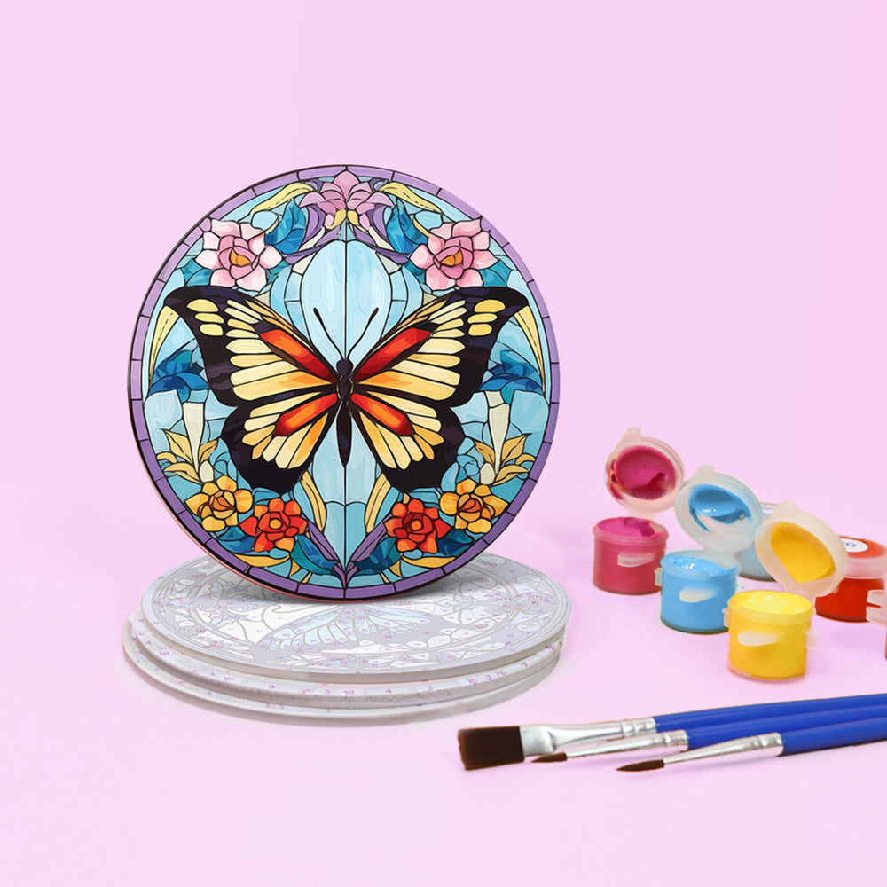 4Pcs Gorgeous Butterfly Coasters Paint by Numbers