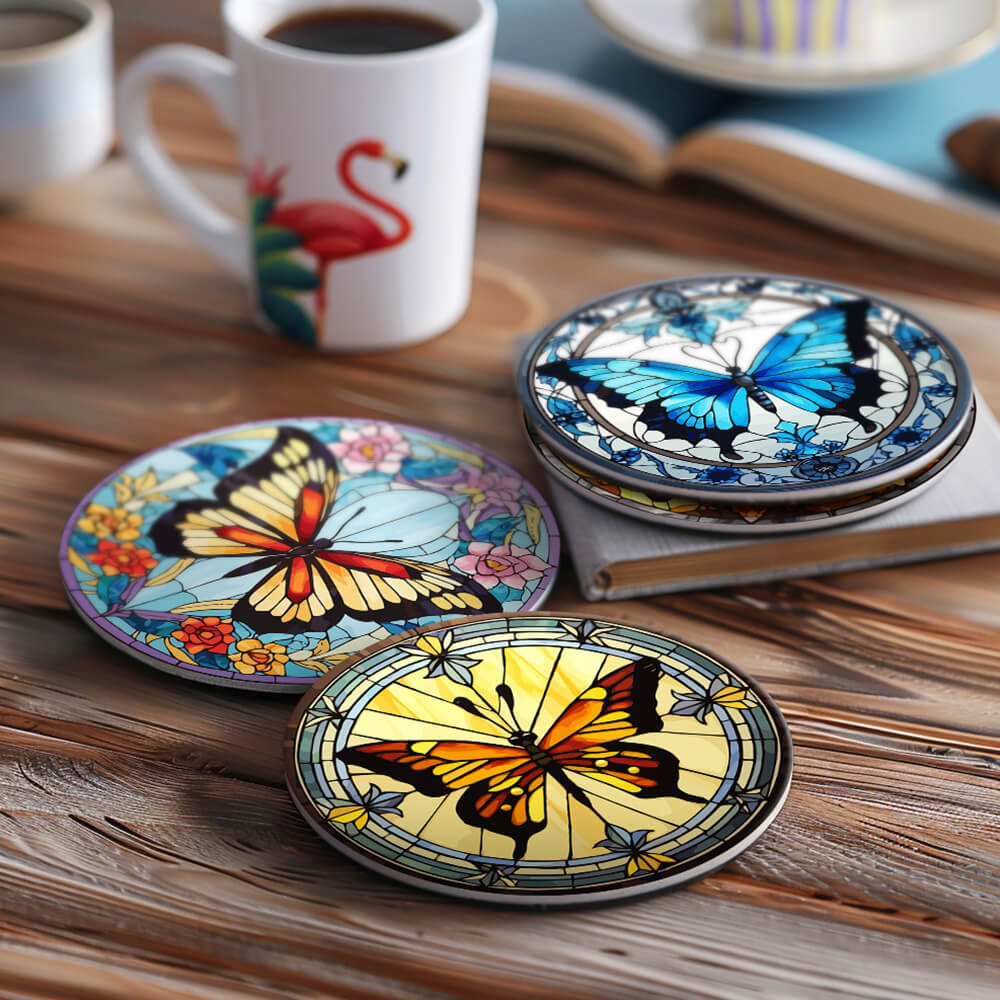 4Pcs Gorgeous Butterfly Coasters Paint by Numbers