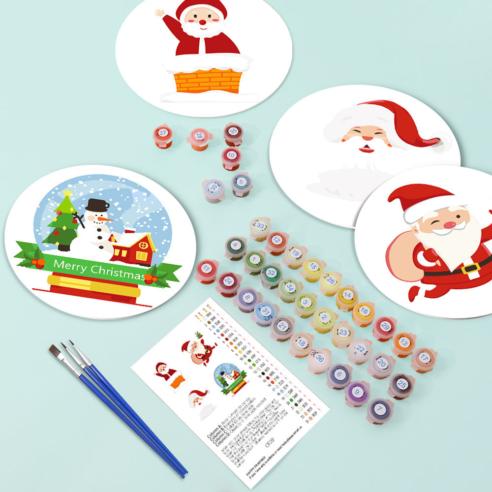 4Pcs Happy Santa Claus Placemats Paint by Numbers