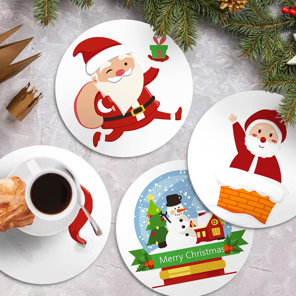 4Pcs Happy Santa Claus Placemats Paint by Numbers