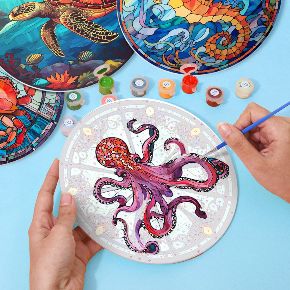 4Pcs Sea Animals Placemats Paint by Numbers