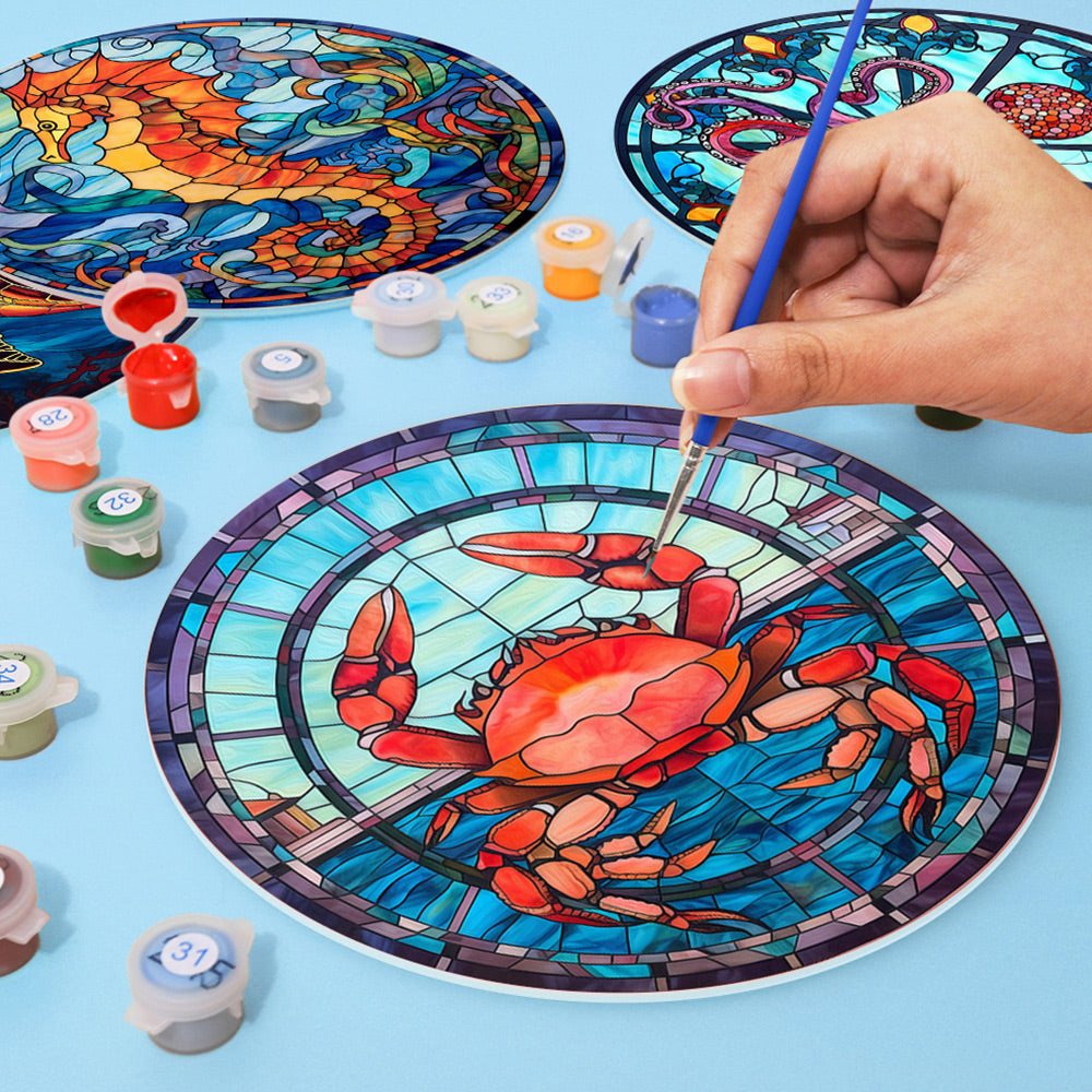 4Pcs Sea Animals Placemats Paint by Numbers