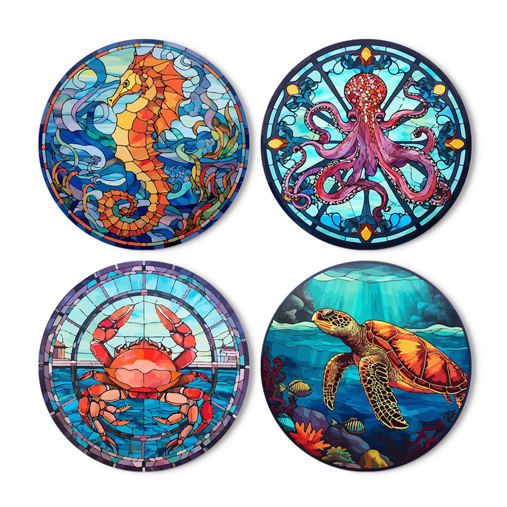 4Pcs Sea Animals Placemats Paint by Numbers