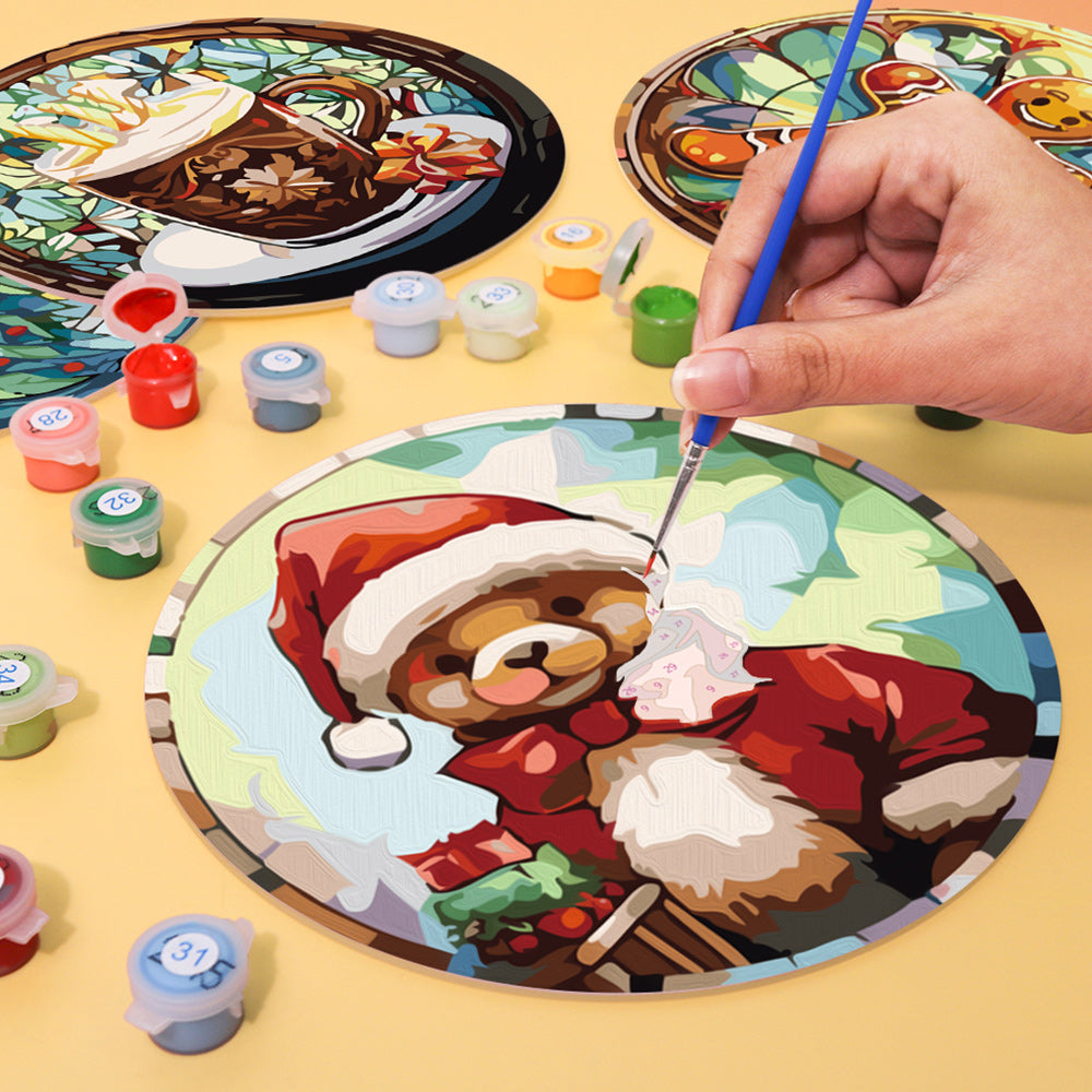 6Pcs Christmas Gingerbread Man Placemats Paint by Numbers