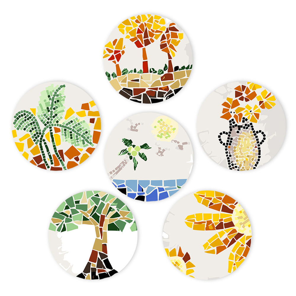 6Pcs Color Block Autumn Plants Placemats Paint by Numbers