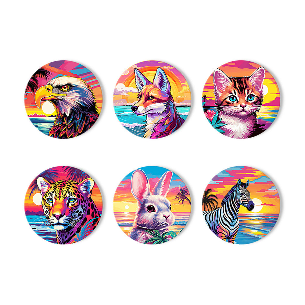 6Pcs Seaside Sunset Animal Coasters Paint by Numbers