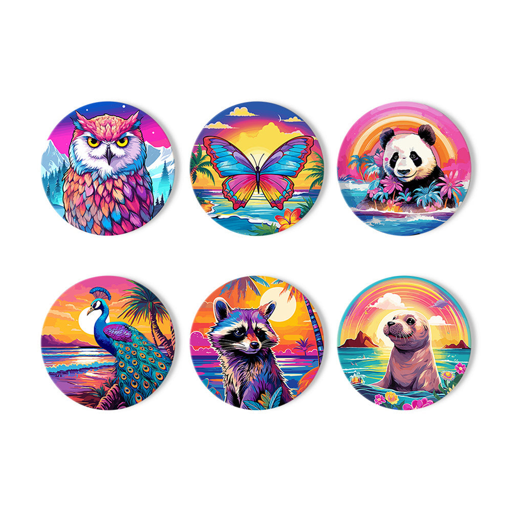 6Pcs Sunset Animal Coasters Paint by Numbers