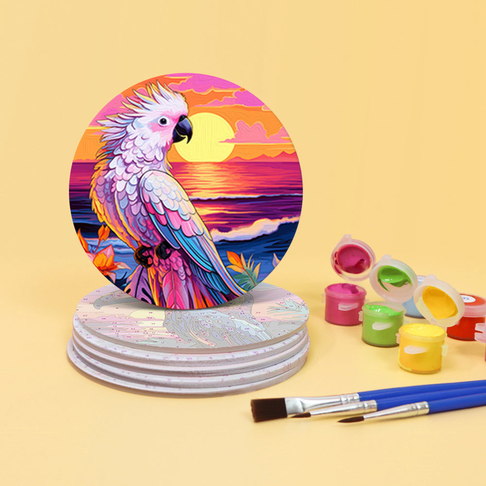 6Pcs Sunset Flying Animal Coasters Paint by Numbers