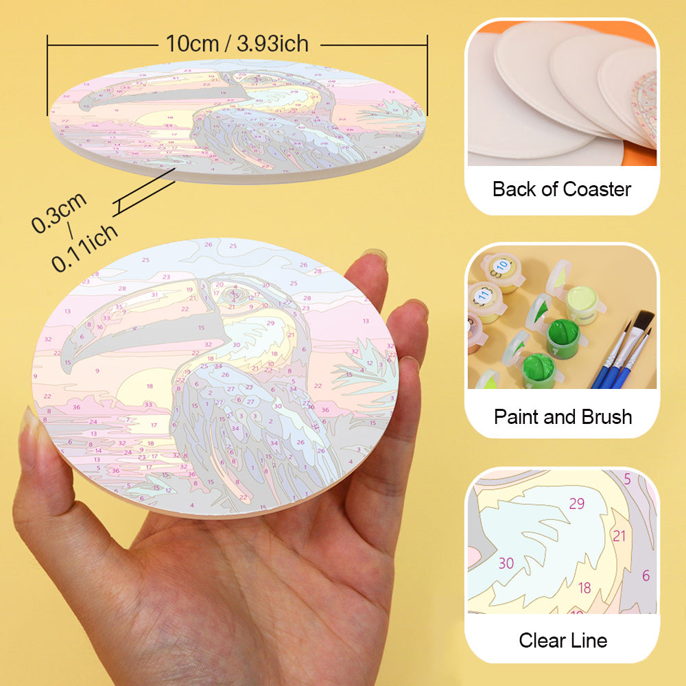 6Pcs Sunset Flying Animal Coasters Paint by Numbers