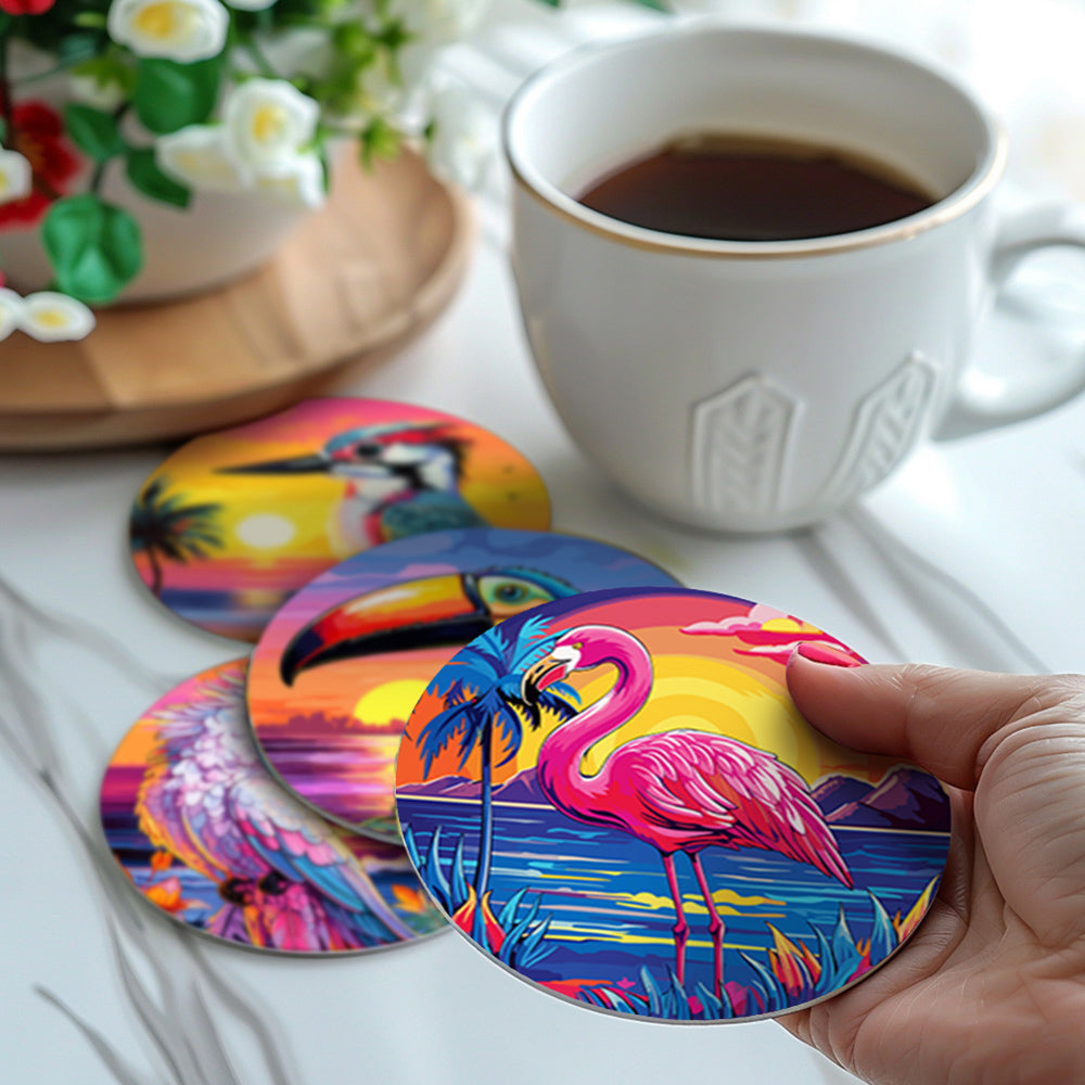 6Pcs Sunset Flying Animal Coasters Paint by Numbers