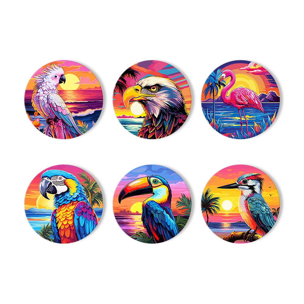 6Pcs Sunset Flying Animal Coasters Paint by Numbers