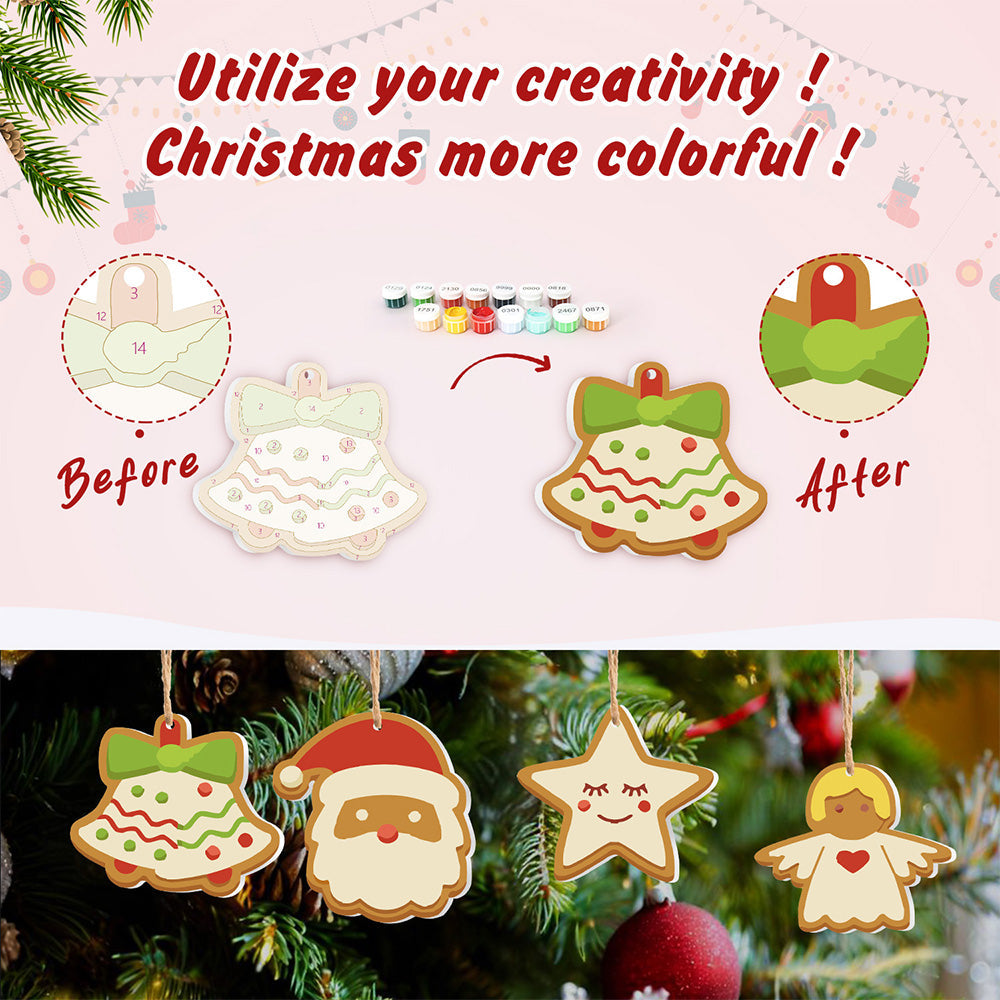 8Pcs Christmas Ornament Paint by Numbers | Candy and Snowman Set
